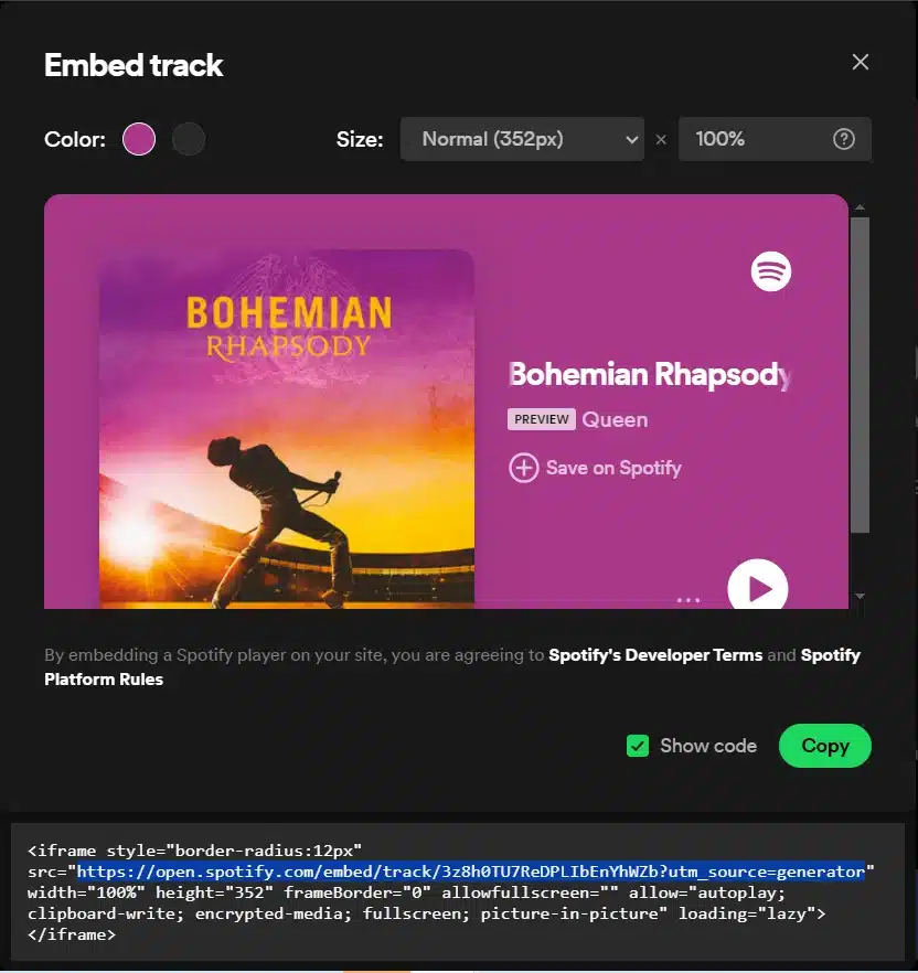 Spotify share song step 3