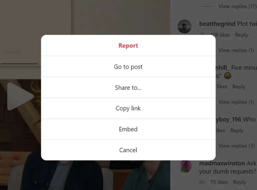 Instagram share post step 2