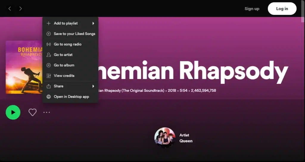 Spotify share song step 1