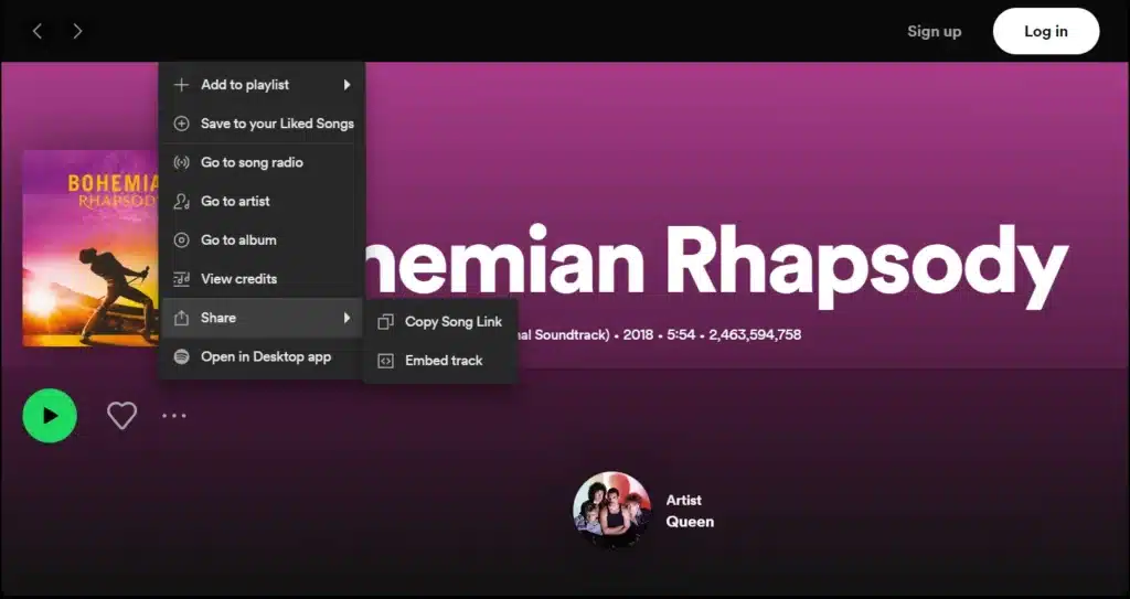 Spotify share song step 2